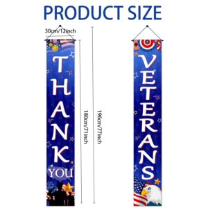 Veterans Day Decorations, 71" X 12" Thank You Veterans Banner Veterans Day Porch Sign Outdoor Veterans Day Banner Patriotic Decor Veterans Day Memorial Day Decorations