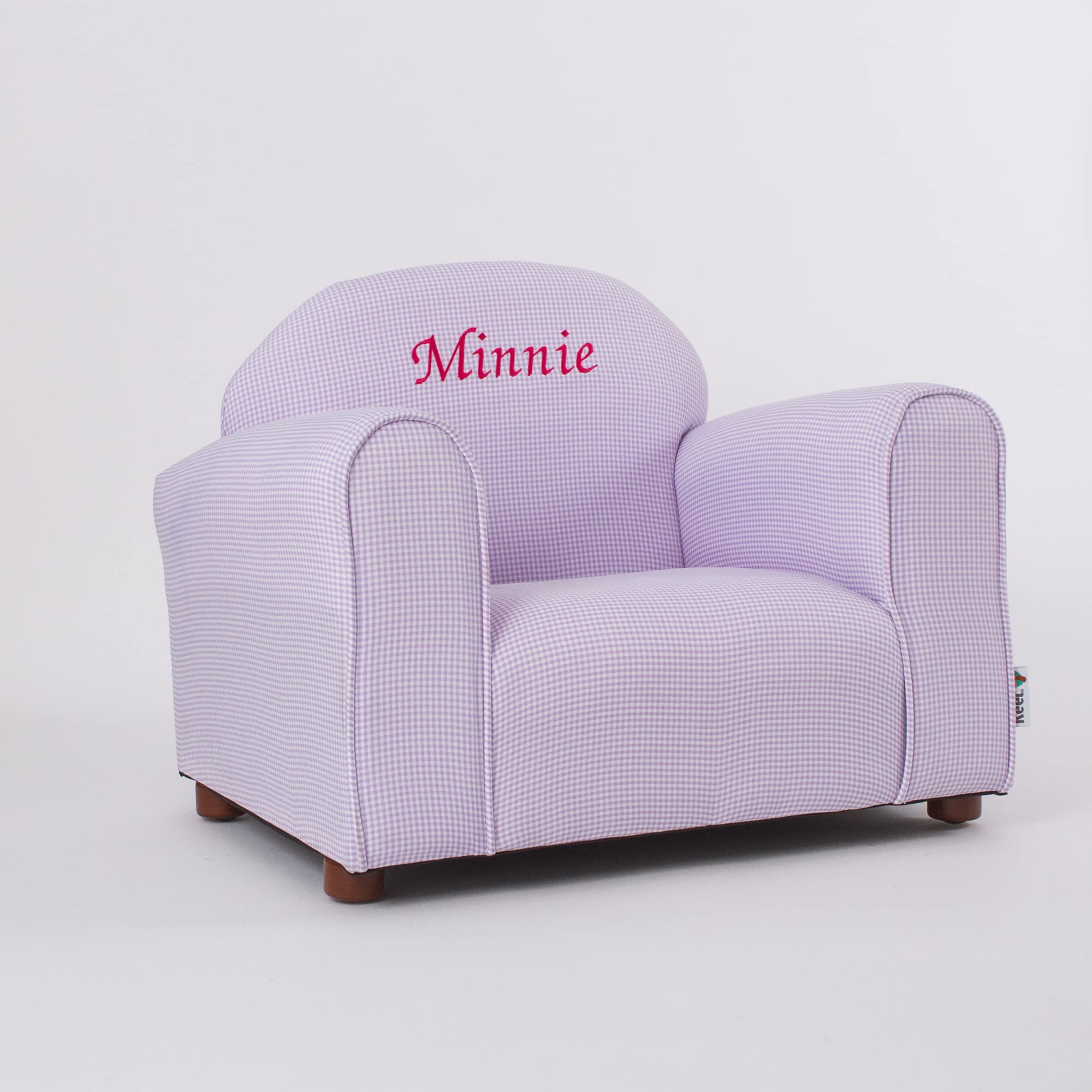 Keet Personalized Toddler Chair, Customize with Name, Personalized Kids Chair, Embroidered with Name, Kids Armchair Personalized, Easy to Coordinate, Ages 2-5 Years, Kid Sofa Chair, Gingham Lavender