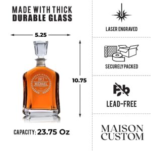 Personalized Whiskey Decanter - Christmas Gifts for Men, Dad, Husband, Him, Husband - Custom Whiskey Gifts for Him - Personalized Gifts for Men - Whiskey, Scotch Gifts - Unique Mens Gift Ideas