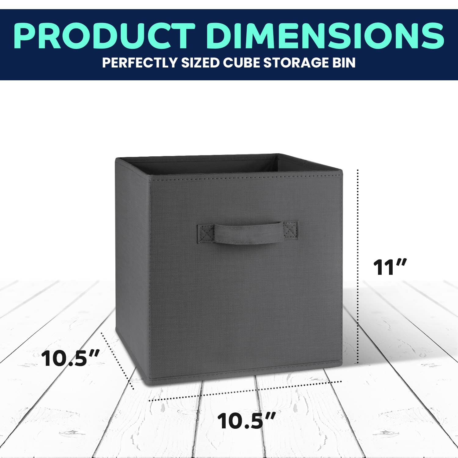 Cube Storage Bins - 11 Inch Storage Cubes (9 Pack) | Fabric Cubby Basket for Home, Kids Room & Nursery | Dual Handles, Foldable | Cube Organizer Storage Bin (Dark Grey)