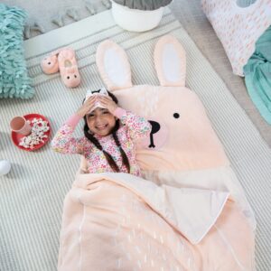 MindWare Oh So Fun! Bunny Sleeping Bag – Child Sleeping Bag for Kids Ages 3 & Up