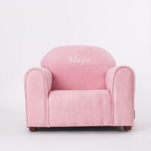 Keet Personalized Toddler Chair, Customize with Name, Personalized Kids Chair, Embroidered with Name, Kids Armchair Personalized, Easy to Coordinate, Ages 2-5 Years, Kid Sofa Chair, Microsuede Pink