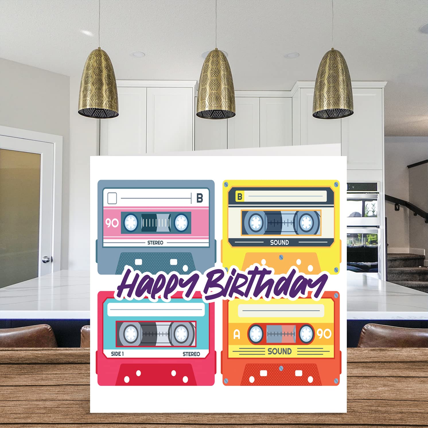 Retro Birthday Cards for Men Women - Music Cassette Tapes - Classic Birthday Card for Son Daughter Brother Sister Mum Dad Uncle Auntie Nan Grandad, 145mm x 145mm 30th 40th 50th Bday Greeting Cards