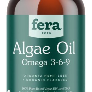 Fera Pet Organics Plant-Based Omega 3 Supplement for Dogs & Cats – Vet Created - Skin, Coat & Immunity – Vegan Omega 3 - EPA, DHA & ALA – 8oz, 48 Servings​