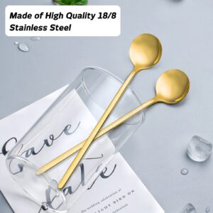 8 PCS 6.7 Inch Plated Stainless Steel Espresso Spoons, lyfLux Stirring Spoons Mini Teaspoons Set for Coffee Sugar Dessert Cake Ice Cream Soup Antipasto Cappuccino (Gold)