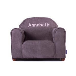 KEET Personalized Toddler Chair, Customize with Name, Personalized Kids Chair, Embroidered with Name, Kids Armchair Personalized, Easy to Coordinate, Ages 2-5 Years Kid Sofa Chair, Microsuede Charcoal