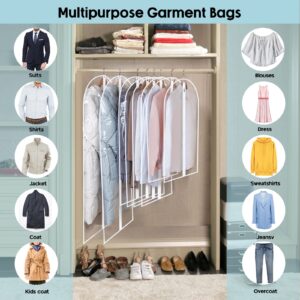 Garment Bags for Hanging Clothes, SMINDER Clear Plastic Bags Full Zipper Suit Bags PEVA Breathable Lightweight Garment Covers for Closet Storage, Suitable for Shirts, Jackets, Gowns (24" x 40"/8 Pack)