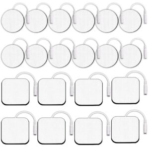 tens unit replacement pads, combination 20 pcs multiple sizes electrodes tens unit pads, sm electrode patches(pin-in), latex-free self-adhesive tens pads for tens/ems muscle stimulation machine