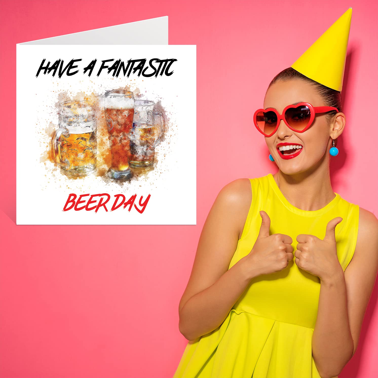 Funny Birthday Cards for Men Women - Beer Day - Birthday Card for Mum Dad Brother Sister Son Daughter Nan Grandad, 145mm x 145mm Joke Humour Banter Pint 21st 30th 40th 50th 60th Bday Greeting Cards