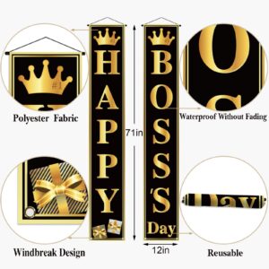 Pudodo Happy Boss's Day Porch Banner Best Boss Ever Gift Office Celebration Party Front Door Wall Hanging Banner Decoration