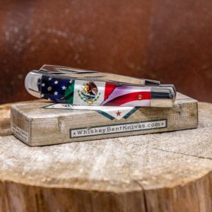 WHISKEY BENT HAT CO. Traditional Trapper Folding Pocket Knife 4.125" Closed Length 440C Stainless Steel Blades (Heritage)