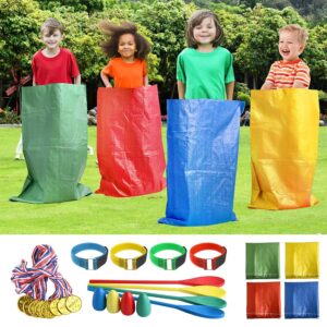 20pcs outdoor games potato sack race bag, 3-legged race bands, with egg and spoon race lawn games for outside backyard field day birthday party games for kids and adults.