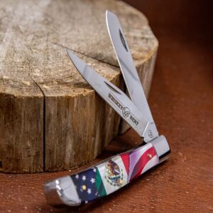 WHISKEY BENT HAT CO. Traditional Trapper Folding Pocket Knife 4.125" Closed Length 440C Stainless Steel Blades (Heritage)