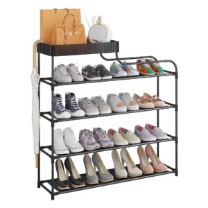 sywhitta 4-tier free standing shoe rack with storage boxes - high capacity organizer for corridor, living room, balcony, bedroom