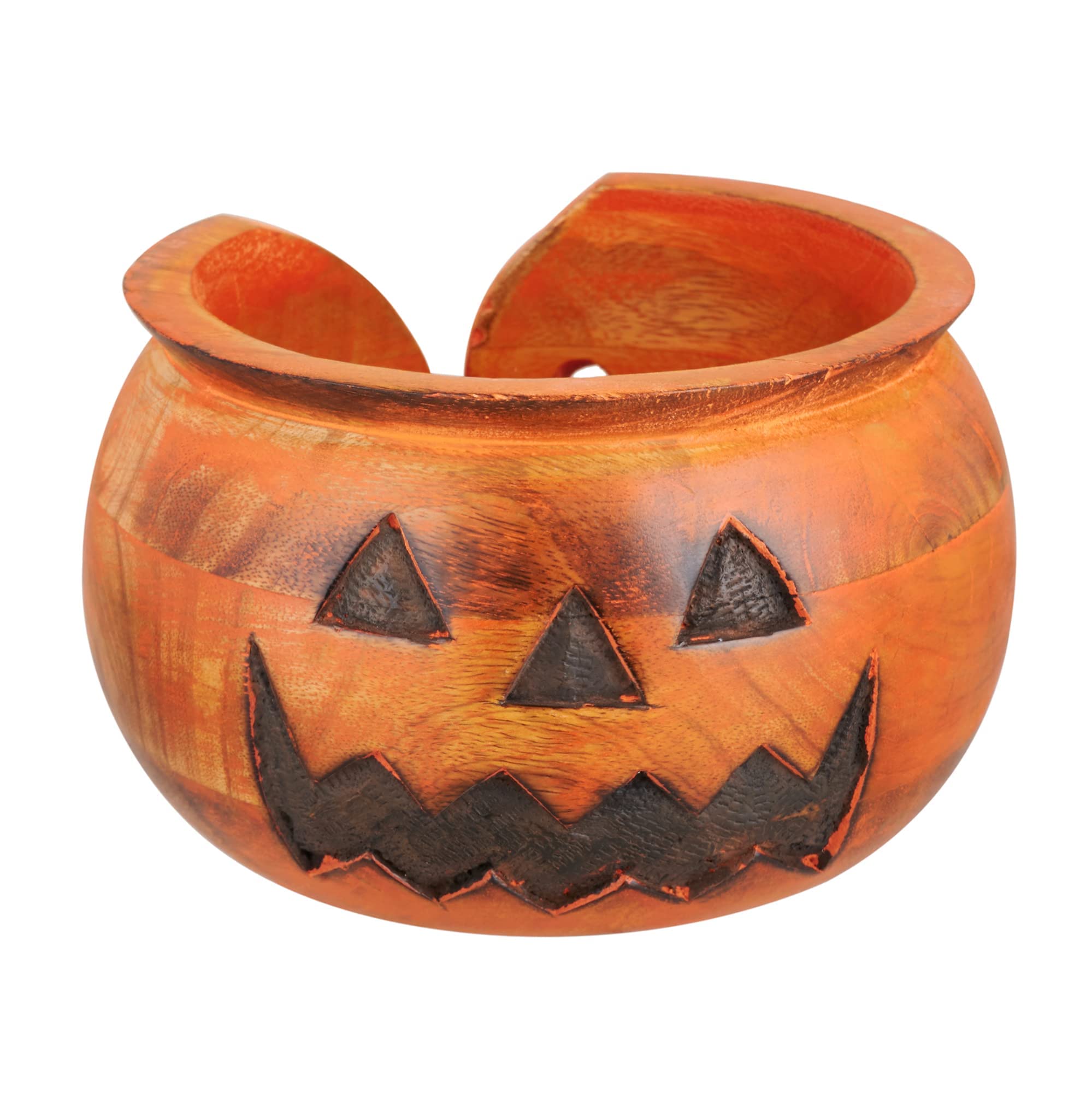 Halloween Decorations Wooden Yarn Bowl Knitting Bowl Large Crochet Yarn Holder YBPMNW Handmade Crocheting Accessories and Supplies Organizer 7 x 4"