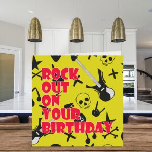 Fun Birthday Cards for Men Women Him Her - Rock Out - Punk Birthday Card for Mom Dad Papa Pops Son Daughter Brother Sister Aunt Uncle Cousin Grandma Grandpa, 5.7 x 5.7 Inch Bday Greeting Cards