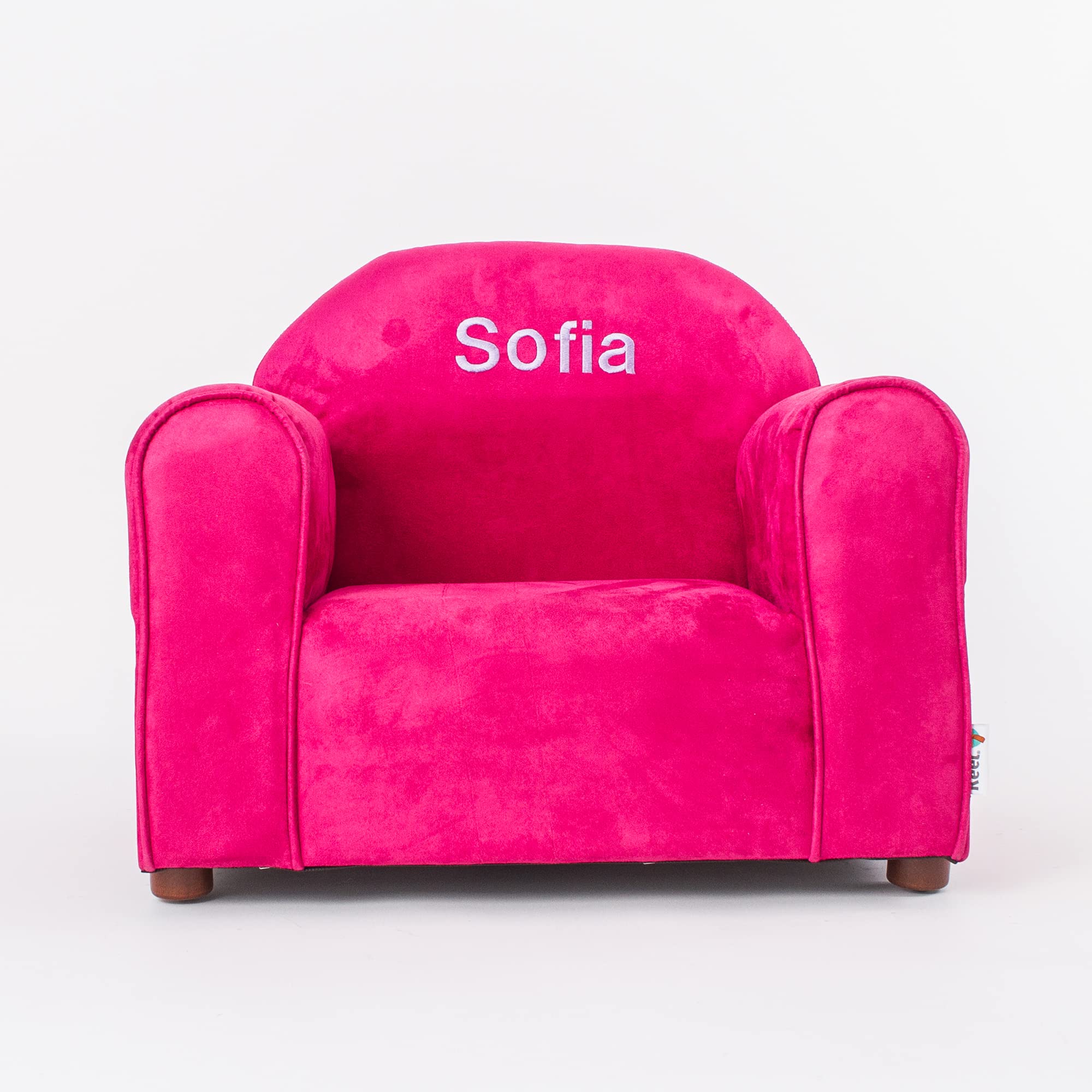 KEET Personalized Toddler Chair, Customize with Name, Personalized Kids Chair, Embroidered with Name, Kids Armchair Personalized, Easy to Coordinate, Ages 2-5 Years Kid Sofa Chair, Microsuede Hot Pink