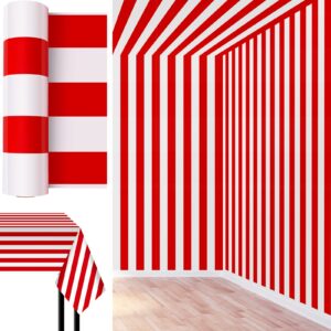 jecery 54 inch x 100 ft tablecloth roll red and white striped tablecloth red brick wall backdrop carnival circus decorations wizard photography supplies for photo booth props