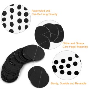 MIAHART 52 Feet Circle Garlands Black Circle Dots Paper Garland Circle Hanging Banner for Birthday Graduation Halloween Party Decorations