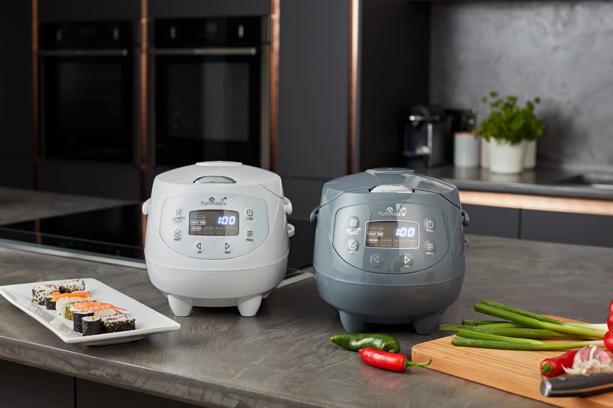 Yum Asia Panda Mini Rice Cooker With Ninja Ceramic Bowl and Advanced Fuzzy Logic (3.5 cup, 0.63 litre) 4 Rice Cooking Functions, 4 Multicooker functions, Digital LED display - 120V