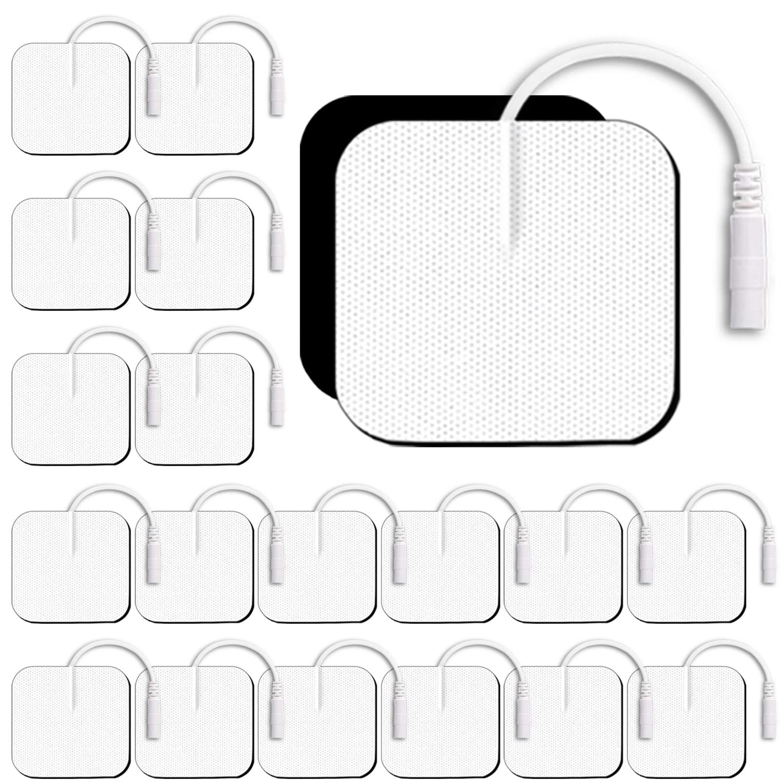 Anrlafie TENS Unit Replacement Pads TENS Unit Pads SM Electrodes Pads 2x2”20 Pcs Reusable Self-Adhesive Electrodes Pads,Compatible with AUVON TENS 7000 TENS Unit Replacement Pads Muscle Stimultaion