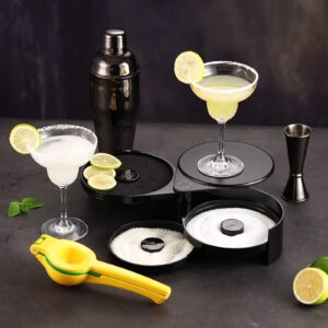 USEEKRIL Margarita Kit - Set of 2 Margarita Glasses (8.5oz), 3-Tier Salt Rimmer, Stainless Cocktail Shaker & Jigger, Coasters，Cocktails Cards，Citrus Squeezer and More - Margarita Kit Gift Set