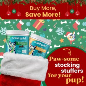 Solid Gold Calming Chews for Dogs - Soothing Snacks for Stress & Dog Anxiety Relief - Melatonin & Valerian Root - Dog Treats for Separation Anxiety Relief & Fireworks for All Breeds & Sizes - 120 Ct