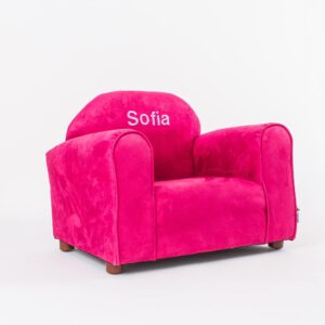 KEET Personalized Toddler Chair, Customize with Name, Personalized Kids Chair, Embroidered with Name, Kids Armchair Personalized, Easy to Coordinate, Ages 2-5 Years Kid Sofa Chair, Microsuede Hot Pink