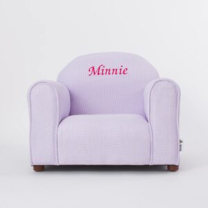 Keet Personalized Toddler Chair, Customize with Name, Personalized Kids Chair, Embroidered with Name, Kids Armchair Personalized, Easy to Coordinate, Ages 2-5 Years, Kid Sofa Chair, Gingham Lavender