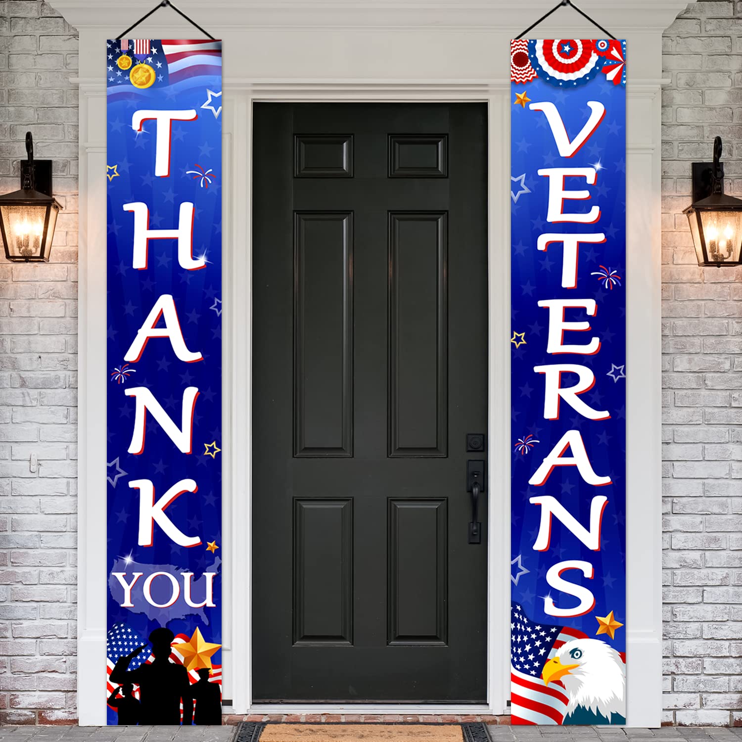 Veterans Day Decorations, 71" X 12" Thank You Veterans Banner Veterans Day Porch Sign Outdoor Veterans Day Banner Patriotic Decor Veterans Day Memorial Day Decorations