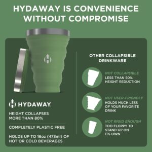 HYDAWAY Collapsible Pint - 16 oz, Silicone & Steel Rim I Collapsible Cup for Beer, Water & Soda, Portable Drinking Cup for Party, Camping, Backpacking & Hiking, Folding Travel Cups Collapse to 1-inch