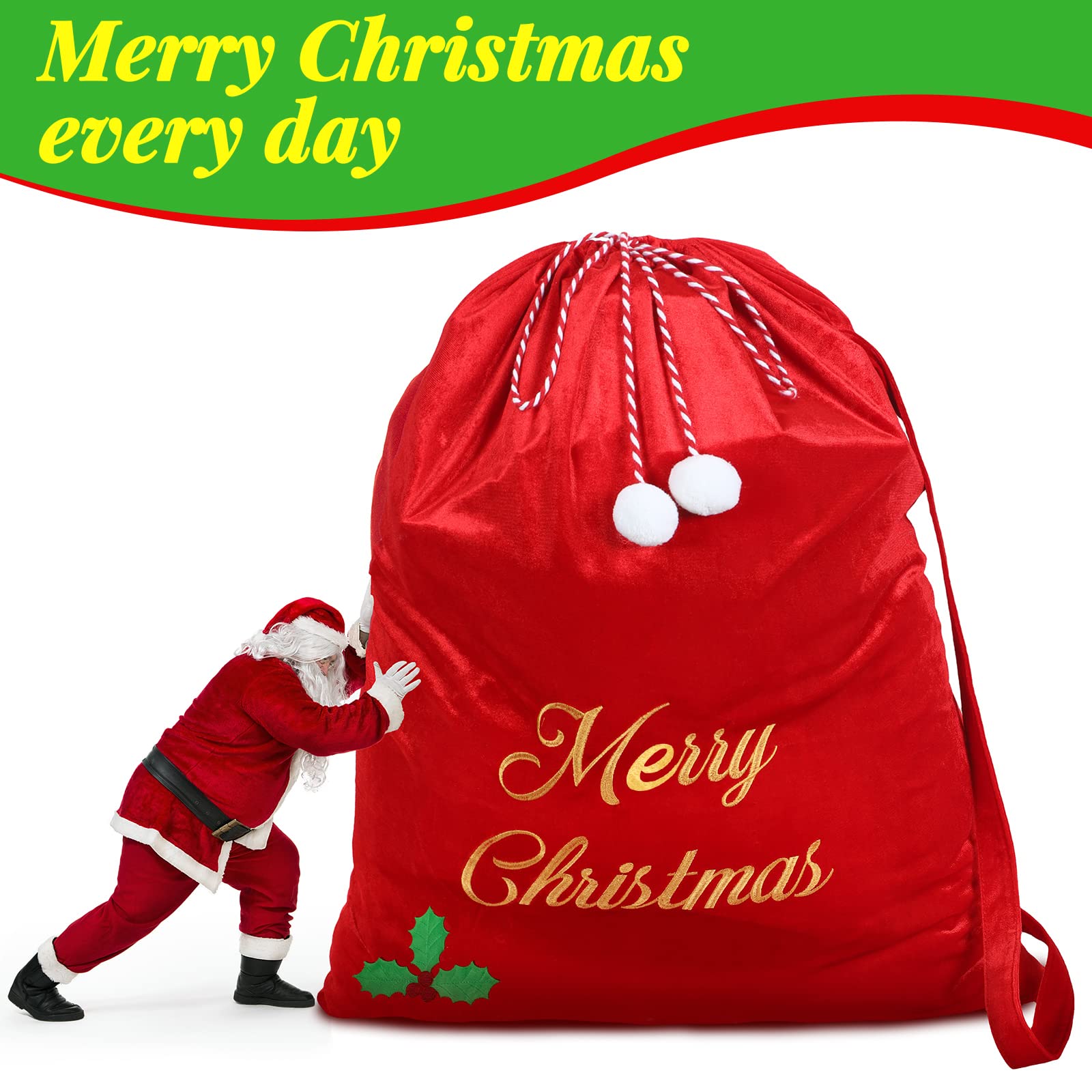 WILLBOND Large Velvet Christmas Santa Gift Sack 36 x 30 Christmas Santa Gift Bag Present Bag for Santa Costume Xmas Party Favor Supplies Gift Wrap