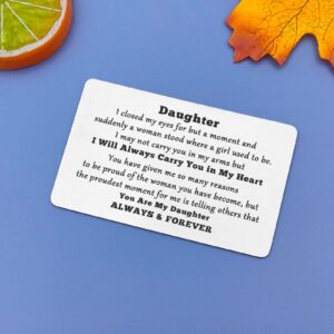 Birthday Card Daughter Engraved Wallet Card Daughter Gifts from Mom and Dad Inspirational Gift Encouragement Quotes Cards Daughter Birthday Gifts Love Note Wallet Insert Christmas Graduation Gift