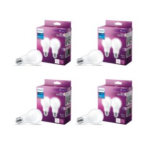 philips led a19 ultra definition frosted dimmable led light bulbs - flicker-free 60w light bulbs with eyecomfort technology - daylight 5000k lightbulb - 800 lumen - e26 base - 4 pack