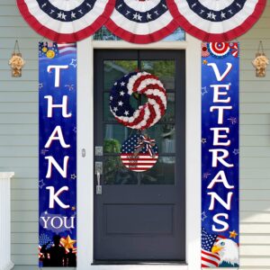 veterans day decorations, 71" x 12" thank you veterans banner veterans day porch sign outdoor veterans day banner patriotic decor veterans day memorial day decorations