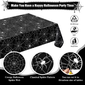 Yoochee Halloween Tablecloth Plastic, 54'' x 108'' Rectangular Waterproof Black Spider Web Halloween Table Covers, Disposable Table Cloth for Halloween Dinners & Party Decorations (Black, 1 Pack)