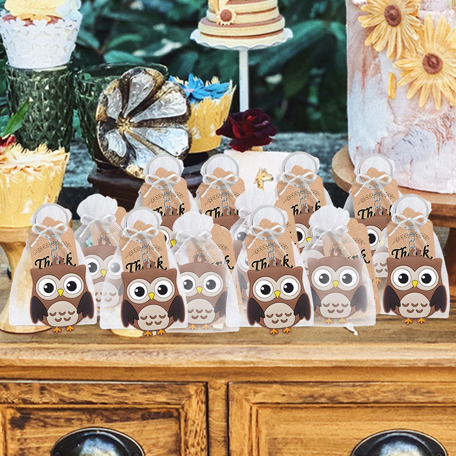 CiciBear 24 Pack Owl Keychains Party Decoration for Guests, Forest Themed Party, Owl Party,Jungle Safari Wild Woodland Baby Shower, School Party, Kids Birthday