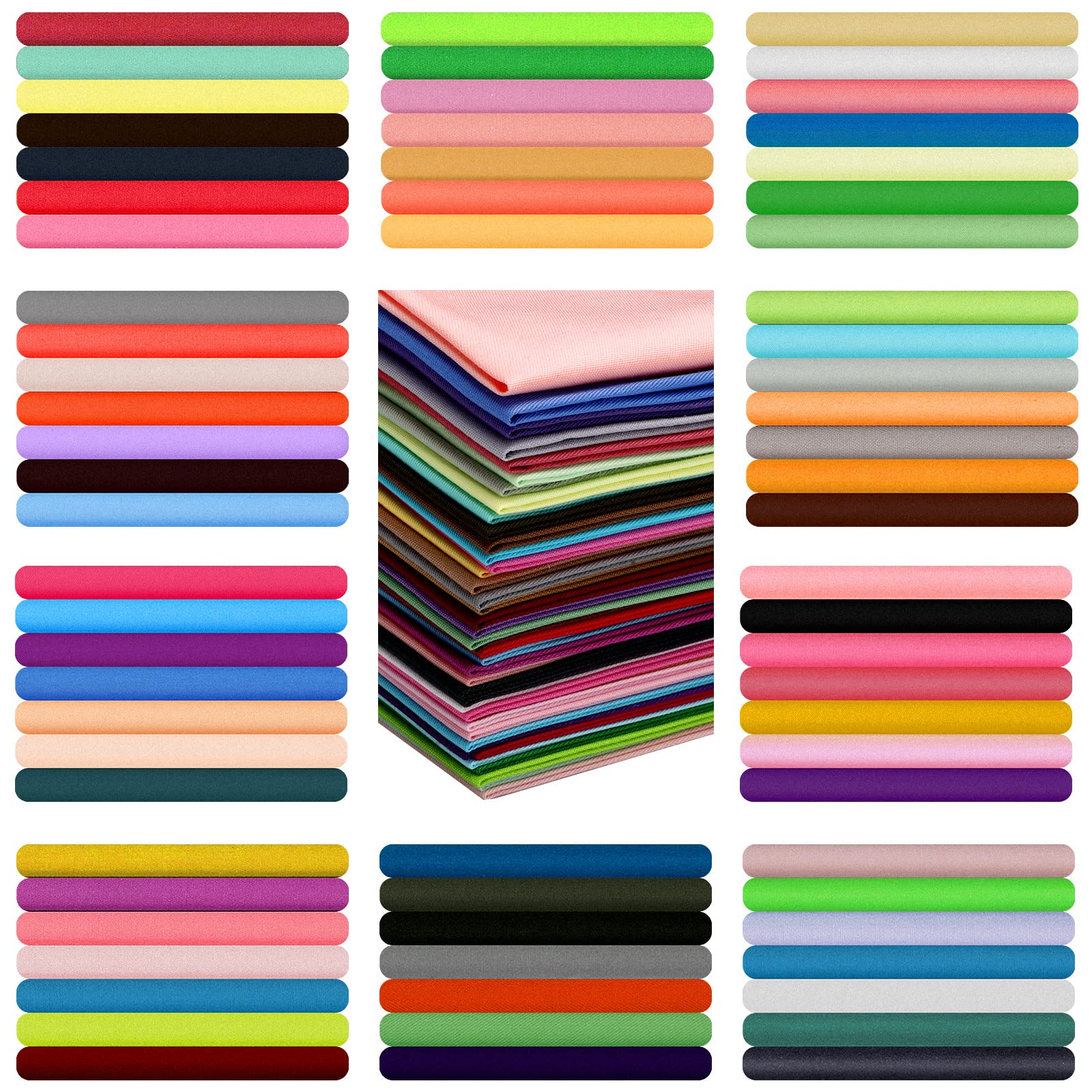 Tudomro 120 Pcs 10 x 10 Inches Solid Cotton Quilting Fabric Squares Quilt Fabric Craft Multi Color Cotton Quilting Fabric Bundles Fabric Scraps Patchwork Precut for DIY Crafts Sewing Clothing