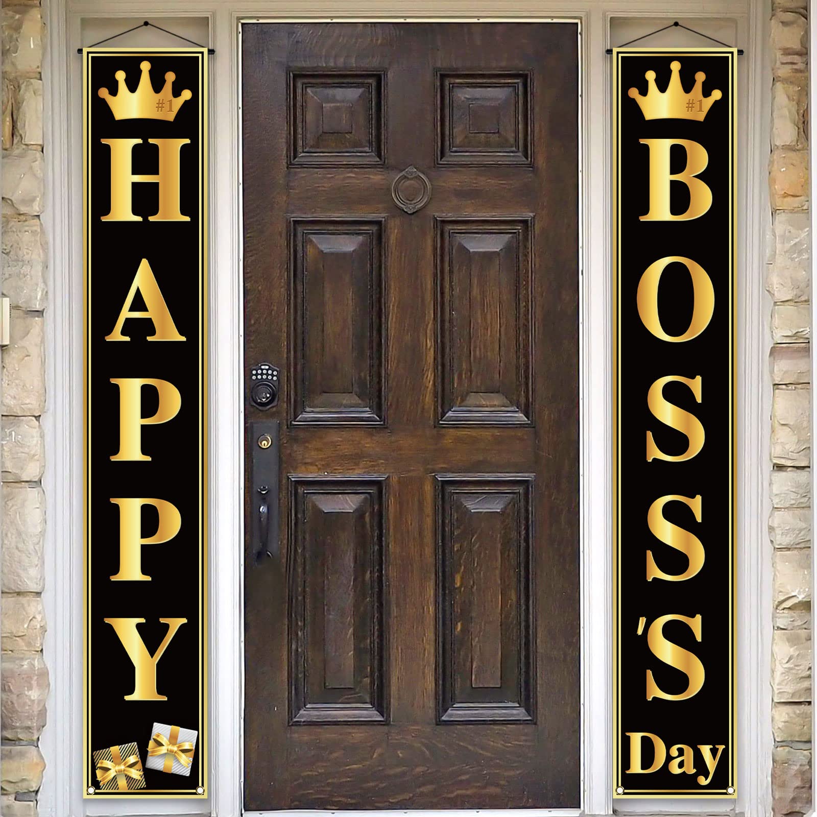 Pudodo Happy Boss's Day Porch Banner Best Boss Ever Gift Office Celebration Party Front Door Wall Hanging Banner Decoration