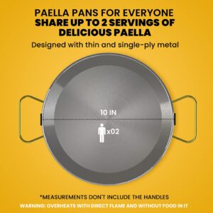 Machika Stainless Steel Paella Pan | Cooking Pan | Stainless Steel Skillet for Paella and Rice Recipes | Stainless Steel Valencian Paella Pan with Gold Handles | 4 Servings | 12 Inches |