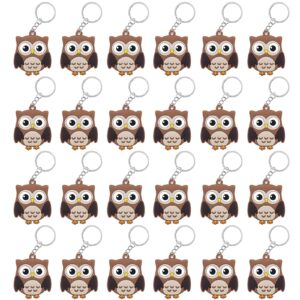 cicibear 24 pack owl keychains party decoration for guests, forest themed party, owl party,jungle safari wild woodland baby shower, school party, kids birthday