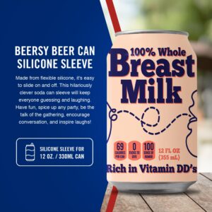 BEERSY Silicone Sleeve Can Cover - Insulated Can Sleeve - Novelty Disguise for Outdoors, Golf, Parties, Concerts, Tailgate - Hide a Can To Look Like Soda, Fits 12 oz Can (Breast Milk)