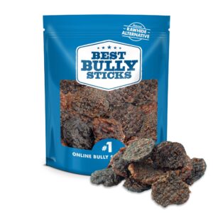 best bully sticks 100% beef bully stick char burger slider crunchy dog treats - made of all-natural bully sticks - bite-sized & easily digestible - 0.5 lb bag