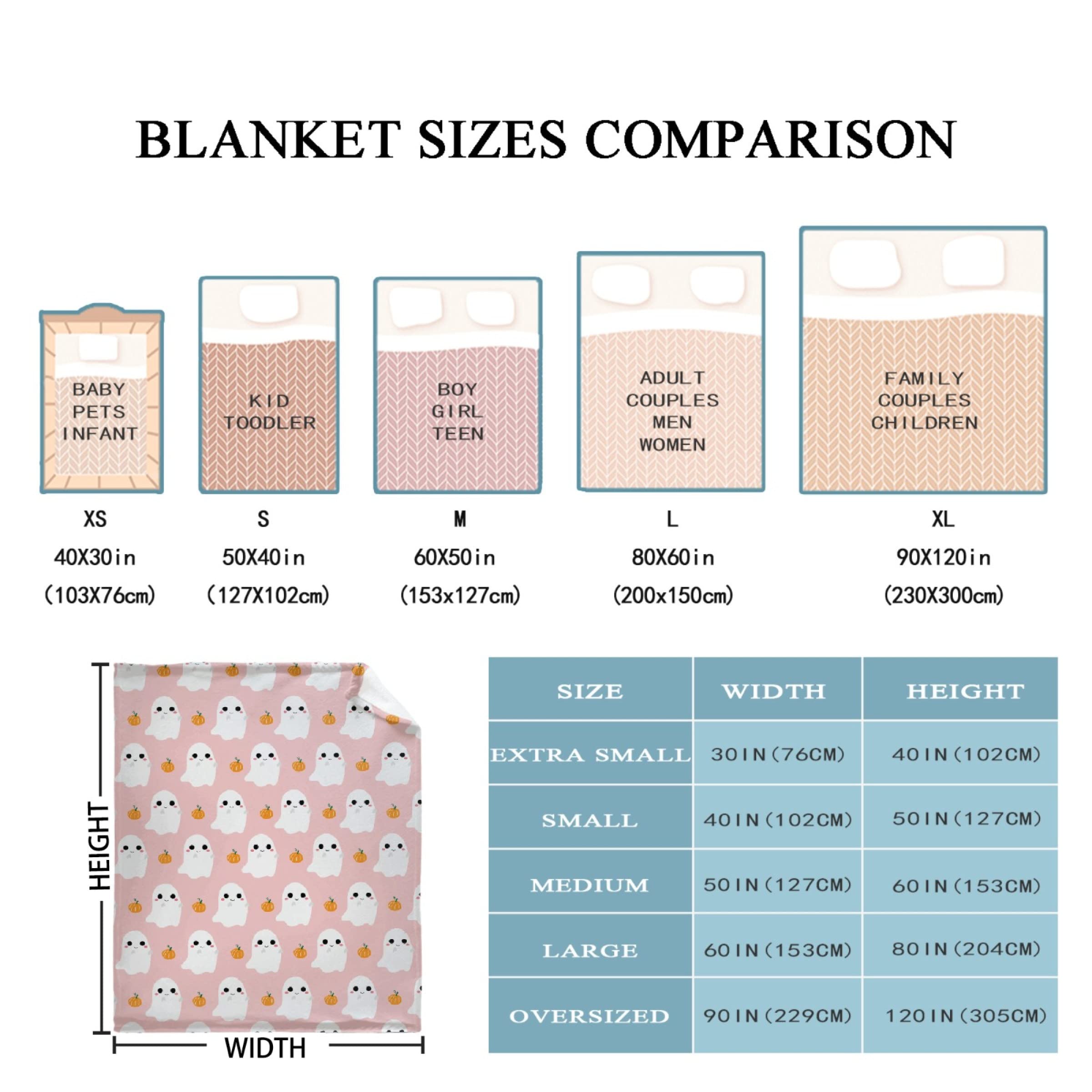 Cute Ghost Pumpkin Pink Blanket Halloween Lightweight Throw Blanket for Women Men Soft Cozy Fleece Couch Living Room Bed Blanket for Kids Girls Boys—All Season X-Small 40x30In (Toddler) PET