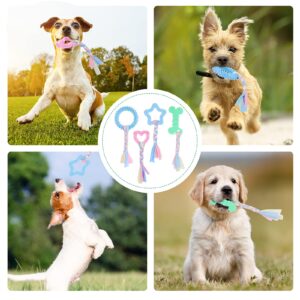 cobee Puppy Teething Chew Toys, 4 Pcs Puppy Toys with Interactive Cotton Ropes for Teething Small Dogs, Rubber Puppy Chew Toys Cute Small Dog Toys for Dogs Oral Teeth Soothe Itching Puppy Chew Toys