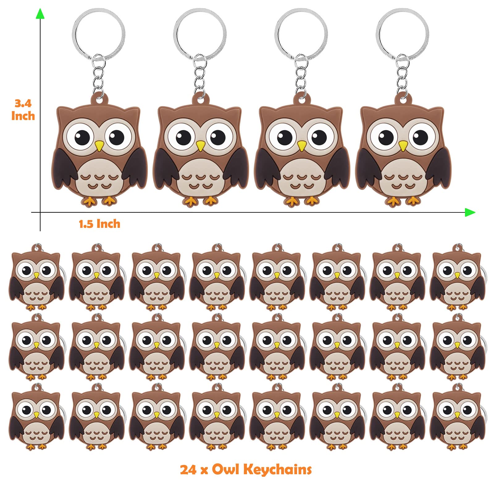 CiciBear 24 Pack Owl Keychains Party Decoration for Guests, Forest Themed Party, Owl Party,Jungle Safari Wild Woodland Baby Shower, School Party, Kids Birthday