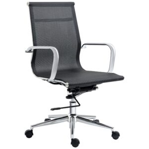 vinsetto mesh office chair, swivel desk chair with adjustable height, armrests and tilt function, black