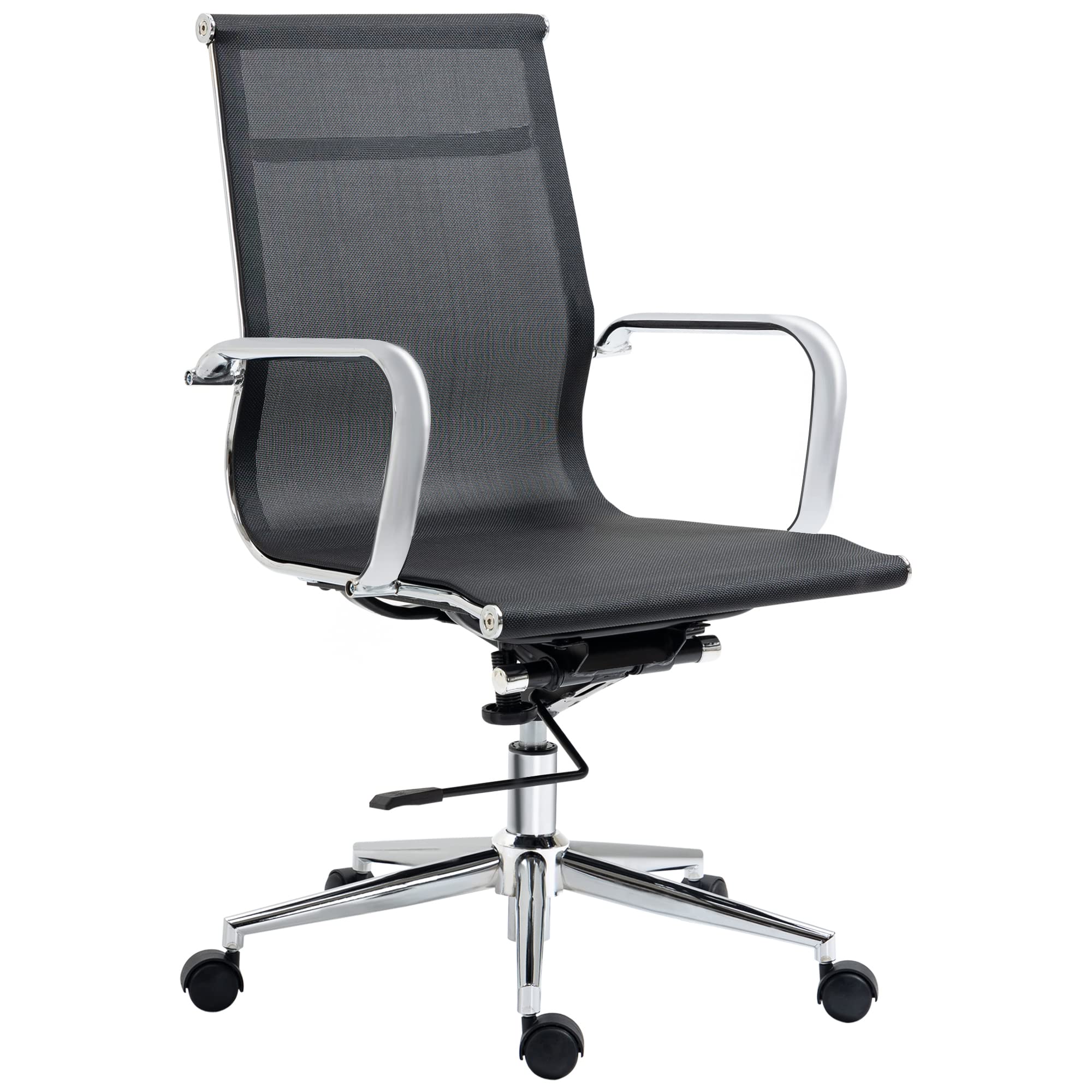 Vinsetto Mesh Office Chair, Swivel Desk Chair with Adjustable Height, Armrests and Tilt Function, Black