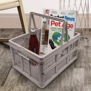 Home+Solutions 3 Piece Collapsible Basket Set - Grey Plastic Containers for Multipurpose Storage