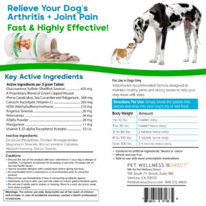 Joint Supplement for Dogs - Green Lipped Mussel, MSM + Glucosamine Formula - Helps to Restore Mobility, Relieve Arthritis & Hip Dysplasia Pain, Reduce Inflammation, No Artificial Flavors